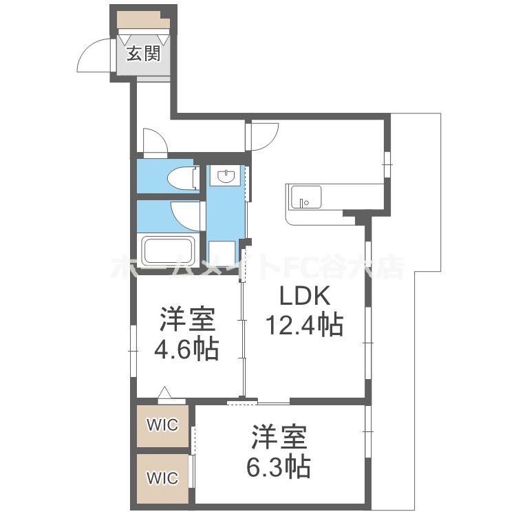 オーベル今里サウス(2LDK/3階)の間取り写真