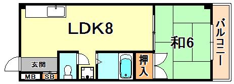 ラガール深江(1LDK/3階)の間取り写真