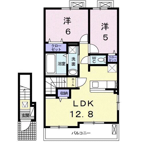 サンファームKI(2LDK/2階)の間取り写真