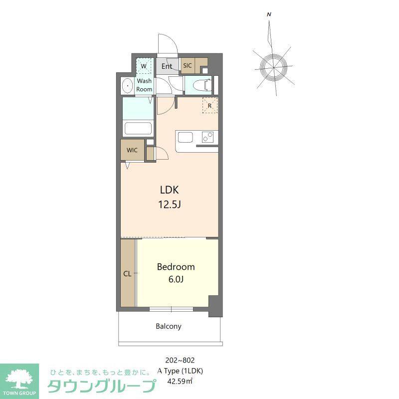 S-RESIDENCE大濠公園ACHIEVE(1LDK/6階)の間取り写真