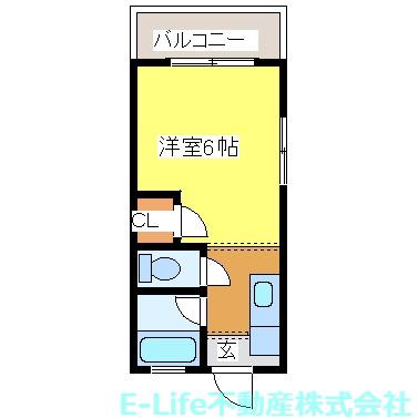 渡鹿ハイツ(1K/2階)の間取り写真