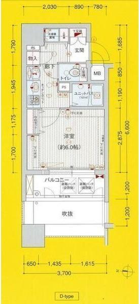 プレサンス泉セレグレード(1K/7階)の間取り写真