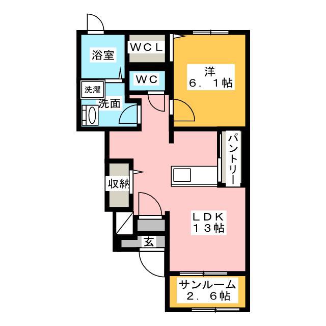 グランリーオ(1LDK/1階)の間取り写真