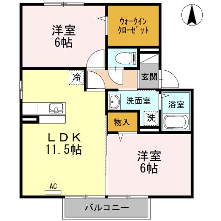 モンテ・シエルA(2LDK/1階)の間取り写真