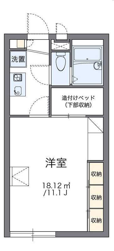 プラシード竹丘(1K/1階)の間取り写真