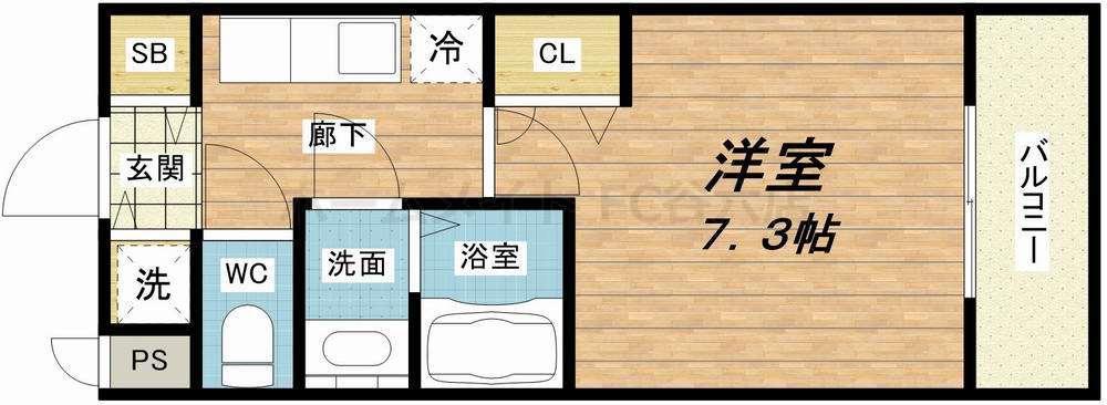 シャルマンフジ大阪城南(1K/4階)の間取り写真