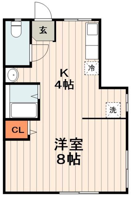 WELL-B椿(1K/1階)の間取り写真