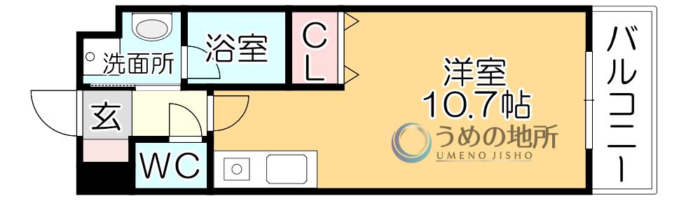リード中央町(ワンルーム/13階)の間取り写真