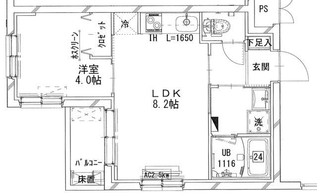 シャトーライフ相模原6(1LDK/4階)の間取り写真