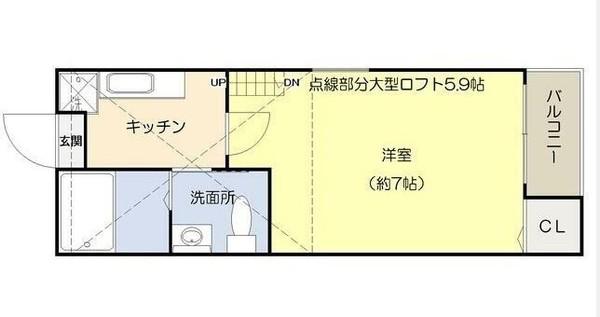 コンパートメントハウス与野本町(1K/1階)の間取り写真