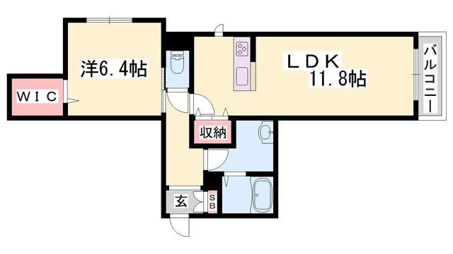 リメインらかん W棟(1LDK/1階)の間取り写真