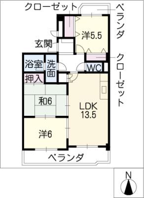 カオシンパレス(3LDK/1階)の間取り写真