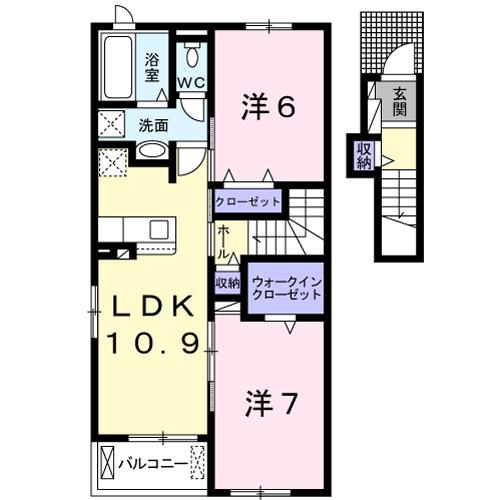 アーク D(2LDK/2階)の間取り写真
