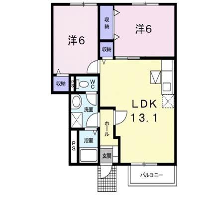 グランベリ-A(2LDK/1階)の間取り写真