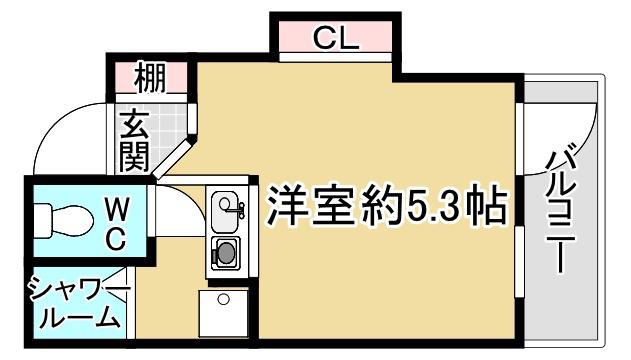 カーサ箕面(ワンルーム/4階)の間取り写真