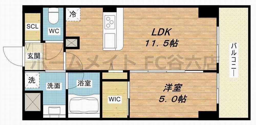 ルアナ北梅田(1LDK/7階)の間取り写真