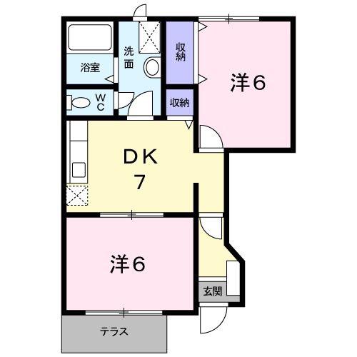 ステ-ジアはまなす(2DK/1階)の間取り写真