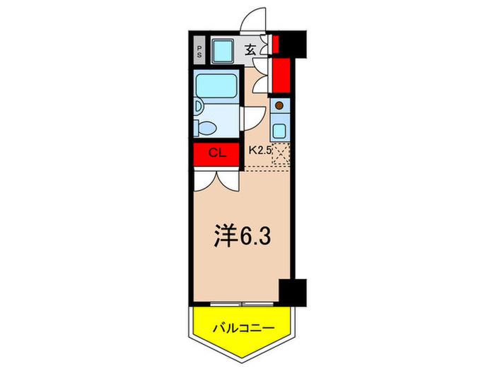 ジュネス西生田(1K/4階)の間取り写真