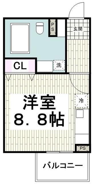 ライフゾーン藤沢(ワンルーム/4階)の間取り写真
