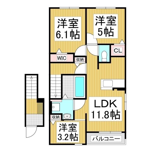 プラッツ・ルーエ(3LDK/2階)の間取り写真