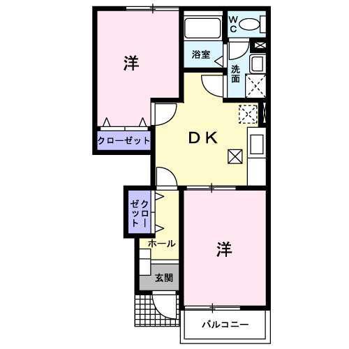 グレイスFUJI(2DK/1階)の間取り写真