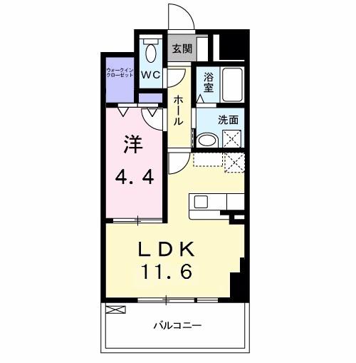 エスポワール豊(1LDK/8階)の間取り写真