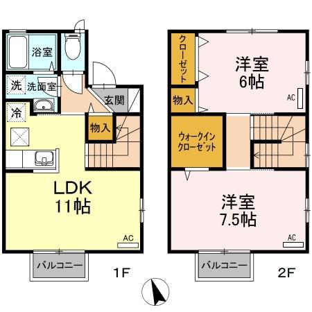 パセオ ユウ(2LDK/1階)の間取り写真