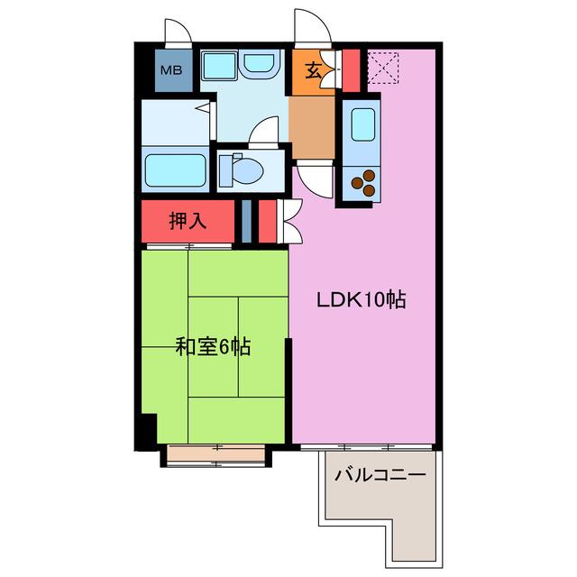 キャッスルマンション坂戸C(1LDK/9階)の間取り写真
