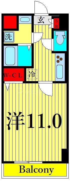 プランドールII(1K/2階)の間取り写真