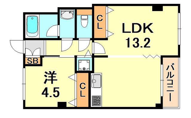 リアルテ霞ヶ丘(1LDK/5階)の間取り写真