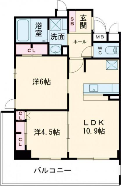 サンレリウス三萩野(2LDK/14階)の間取り写真