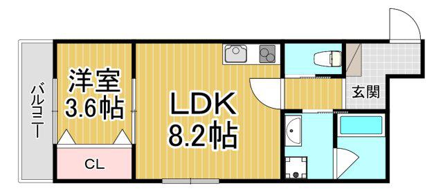 カサ苦楽園(1LDK/1階)の間取り写真