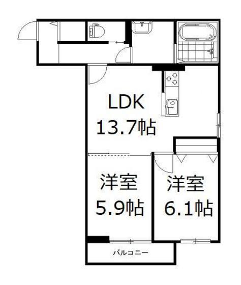 チッタ・デ・雄嶋(2LDK/2階)の間取り写真