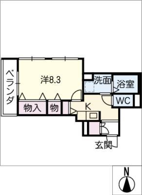 プレジャー若宮(1K/3階)の間取り写真