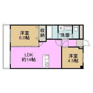 臼井ハイツ(3DK/4階)の間取り写真