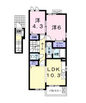 フェリーチェ カーサ(2LDK/2階)の間取り写真