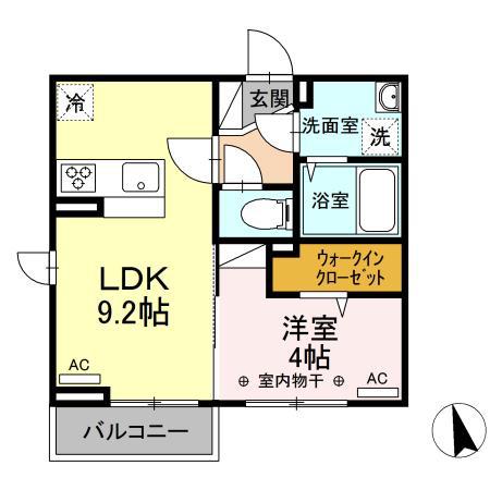 ドルチェ山手(1LDK/2階)の間取り写真
