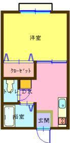 パールハイツ宮町(1DK/2階)の間取り写真