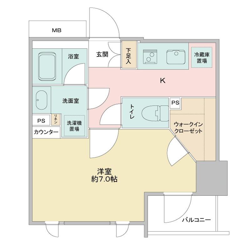 CAVANA浅草(1K/7階)の間取り写真