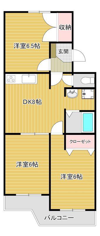 第二葵マンション(3DK/4階)の間取り写真