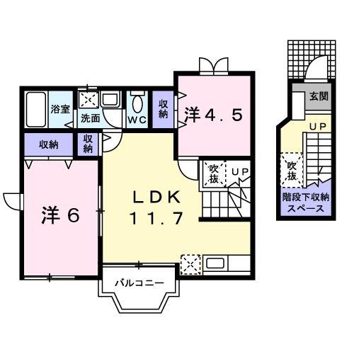 アスタナ(2LDK/2階)の間取り写真