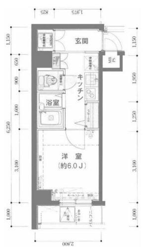 アデッソ新宿若松町(1K/12階)の間取り写真