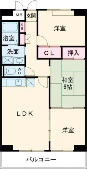 グレイスコート たちばな(3LDK/6階)の間取り写真