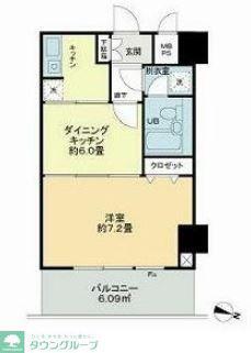 ライオンズマンション平塚宝町(1DK/10階)の間取り写真