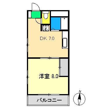山中ハイツII(1DK/6階)の間取り写真