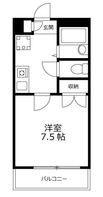 カオパレス23(1K/2階)の間取り写真