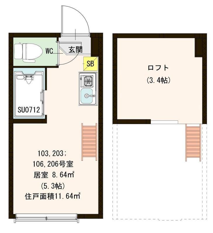 STAGE大和町II(ワンルーム/1階)の間取り写真
