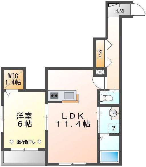 グレイスコート武蔵野(1LDK/2階)の間取り写真