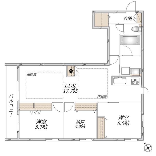 AVENIR門前仲町(2SLDK/3階)の間取り写真