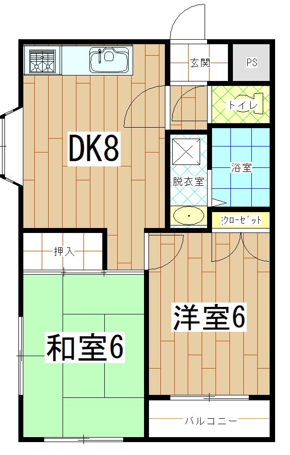 アジュール北千住(2DK/2階)の間取り写真